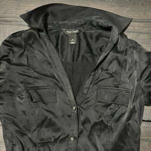 WHBM silk black button up. Fitted size 2